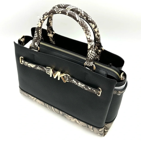 Michael Kors Reed Large Leather Belted Satchel Crossbody Bag Snakeskin - Picture 8 of 13